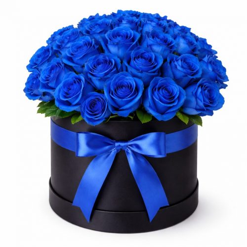 Цветы в коробке из роз «Сапфир»